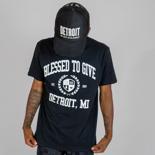 Blessed To Give Crest Tee - Black