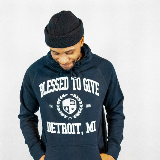 Blessed To Give Crest Hoodie - Navy