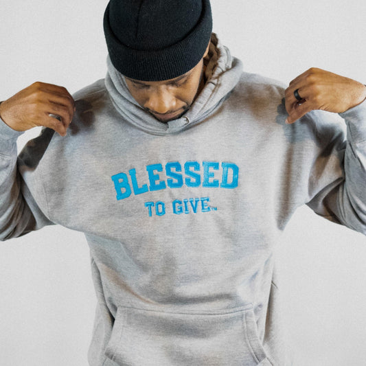 Blessed To Give Hoodie - Grey/Honolulu Blue