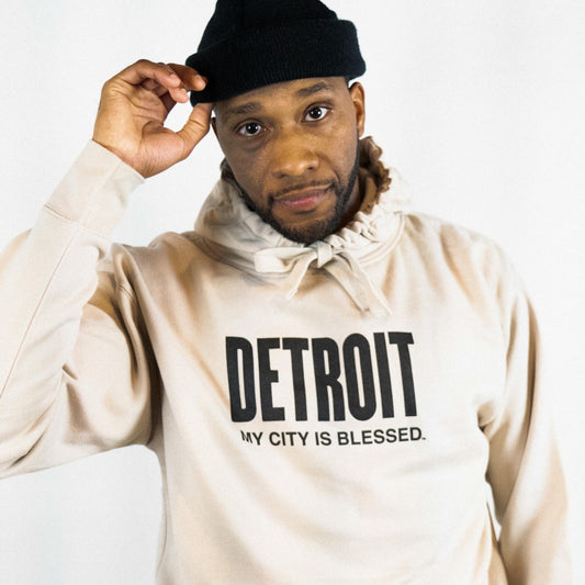 Detroit My City Is Blessed Hoodie - Bone