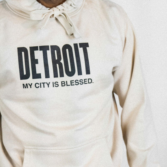 Detroit My City Is Blessed Hoodie - Bone